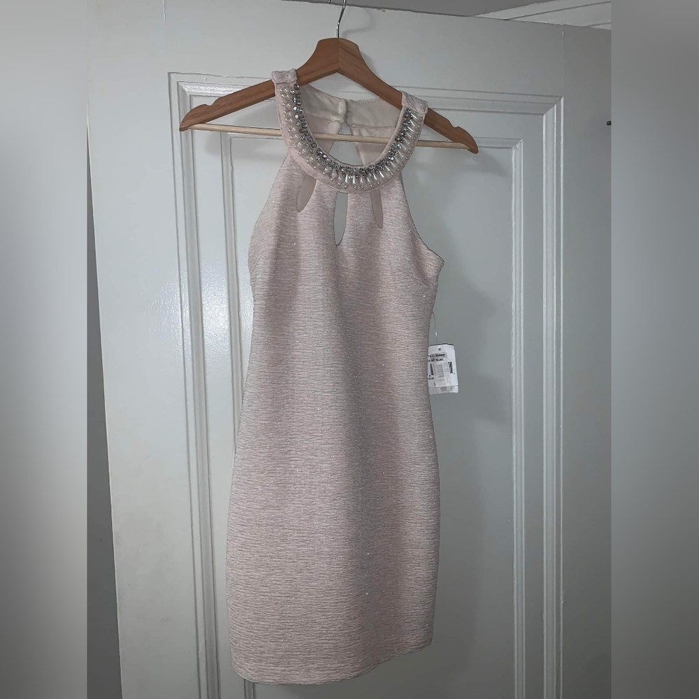 NEVER WORN Cream cocktail/wedding dress, beaded, Size Small